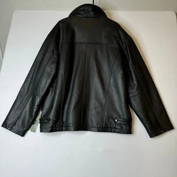 Burks Bay NWT Driving Leather Coat Men Size XL World Series Poker Lined    Black - Picture 2 of 10